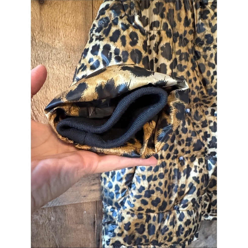 Zara Leopard Print Quilted Puffer Coat Oversized Hooded Brown Black XS - Picture 4 of 7